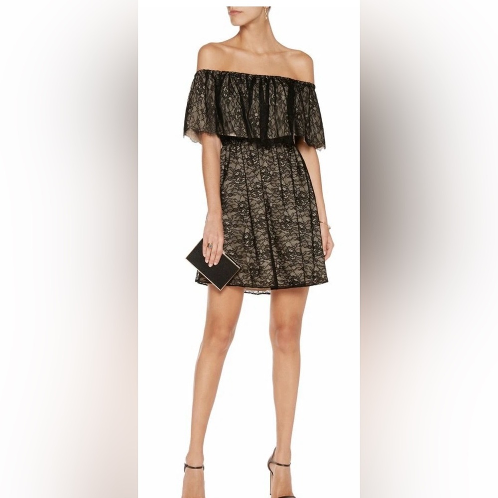 Alice + Olivia Suzy Off The Shoulder Lace Black Dress Size Medium Dressy